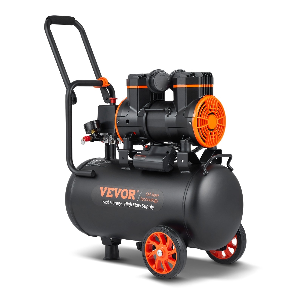 Picture of Vevor W24L1450W110VCQNYV1 6.3 gal Air Compressor - 1450W 3.35 CFM - 90PSI 70 dB Ultra Quiet Oil