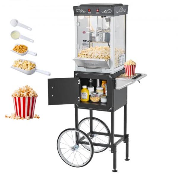 Picture of Vevor CSBMHJHS8OZWX2BT6001V1 Popcorn Machine - 8 oz Stainless Steel Kettle - 800W Commercial Popcorn Maker - 48 Cups per Batch - Black