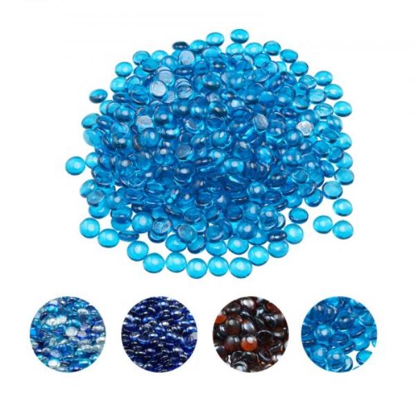 FHBLBYBLZ34I3PURJ001V0 Fire Glass - 20 lbs - High-Temperature Resistant Fireplace Rocks - 0.75 in. Reflective Firepit Glass Beads - Caribbean Blue