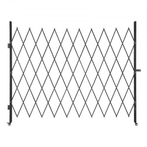 GZDZDAQM8794PC4T1001V0 Single Folding Security Gate - Lockable Scissor Gate - Outdoor Barricade Steel Retractable Gates - 94.49 x 86.81 in.