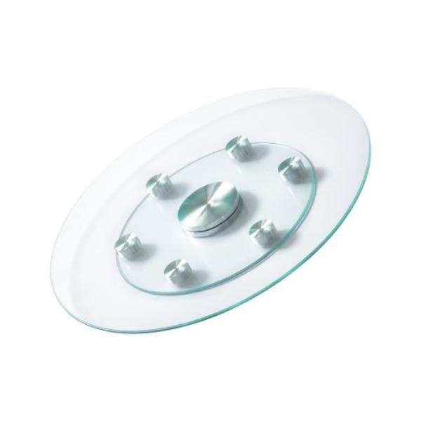 Picture of Vevor CZZP24YCBLTM6C96AV0 24 in. Glass Lazy Susan Turntable - Tempered Glass Dining Table Centerpiece with 6 Rotating Wheels - 360 deg Smooth & Silent Spin Tray
