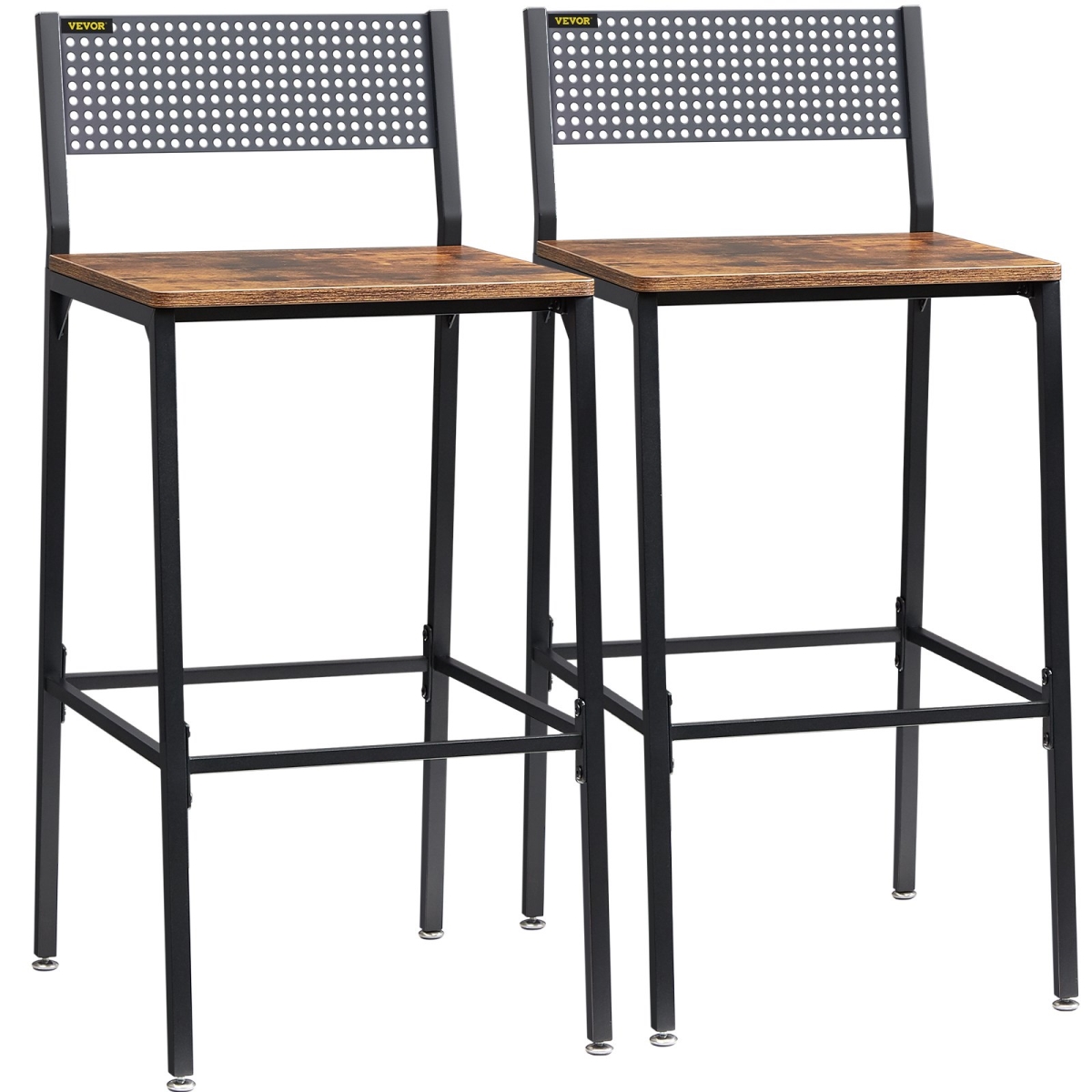 Picture of Vevor TMKBBTDFZDFGZ25YWV0 29 in. Rustic Bar Stools Counter Height Square Bar Chairs with Backrest - 2 Set