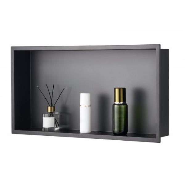 Shower Niche - 13 x 25 x 4 in. - Heavy-Duty Stainless Steel - Black - Recessed Wall Niche - Soap & Shampoo Storage Organizer - Sealed Waterproof
