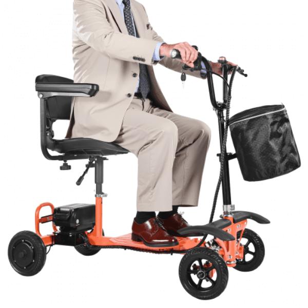 CXZDZXCCS4L2RVJI7001V5 4-Wheel Electric Mobility Scooter - Orange - 265 lbs Loading - 48V Lithium Battery - 8 in. Solid Tires - 8 deg Climbing