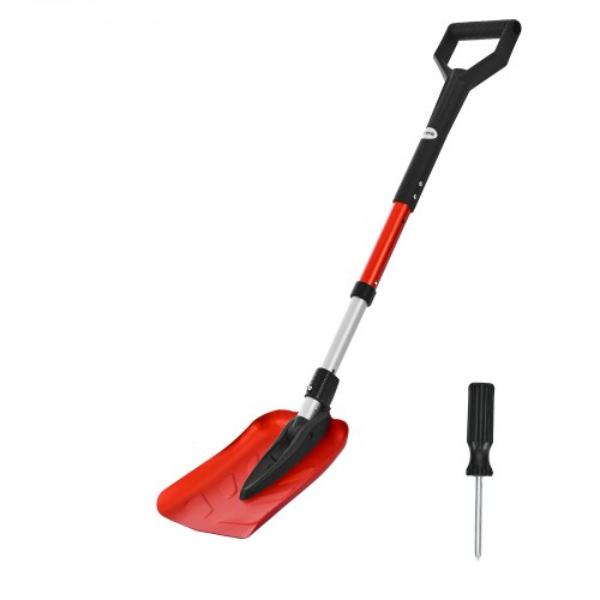 Snow Shovel - 9 in. Foldable - D-Shaped Handle - 36-40 in. Adjustable - Lightweight Aluminum Alloy - Snow Removal Tool - Reduce Back Strains