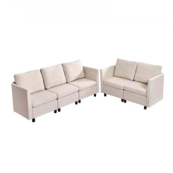 Modular Sectional Sofa - Modern 5-Seater - Hidden Storage - Cloud Sectional Couch - High Rebound Sponge - Living Room - Bedroom - Beige