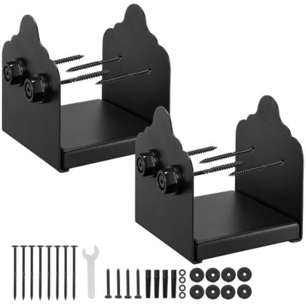 6x6 Post Base - Black Heavy Duty Carbon Steel Post Brackets for Deck Railing Support Deck Base Plate - Inner Size 5.9 x 5.55 in. - 2 Piece