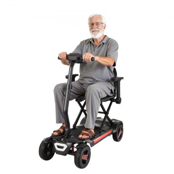 4-Wheel Electric Mobility Scooter - Integrated Foldable - 9.3 Miles Long Range - All Terrain Travel Wheelchair - 9 deg Climbing - 265 lbs Loading