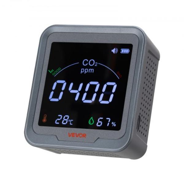 Carbon Dioxide Monitor - CO2 Controller - Temperature & Humidity Display - NDIR Sensor - Carbon Dioxide Detector - Lightweight & Portable