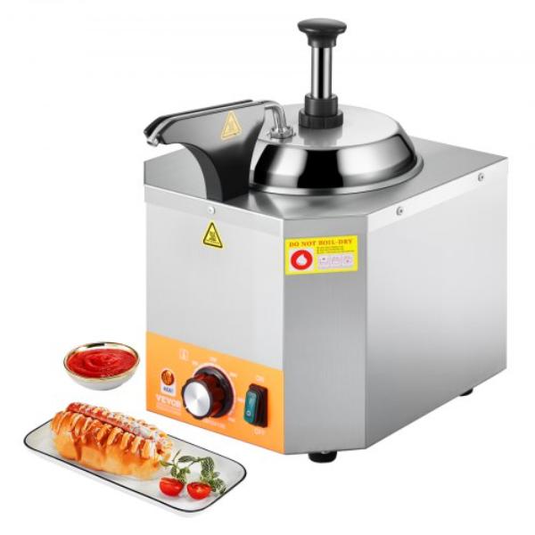 Picture of Vevor DRNZBX650WFXORMDW001V1 Electric Cheese Dispenser - 2.4 Liter Commercial Hot Fudge Warmer - Stainless Steel Heated Pump Dispenser - 86-230 deg Temp Adjustable Nacho Cheese Sauce Warmer