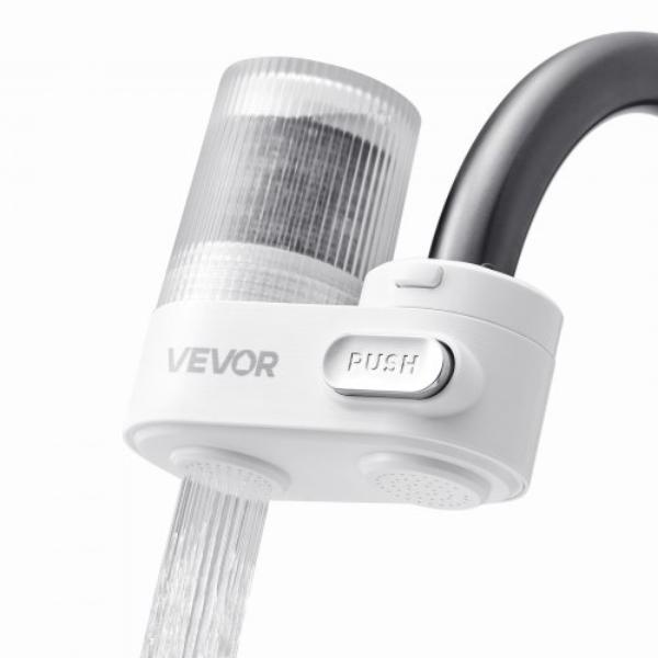 Picture of Vevor QJGSKWSLTLSQXJV22002V0 Faucet Mount Water Filter - Vertical Water Purifier - Carbon Fiber Filters - Removes Chlorine Lead - Most Kitchen or Bathroom Faucets - White