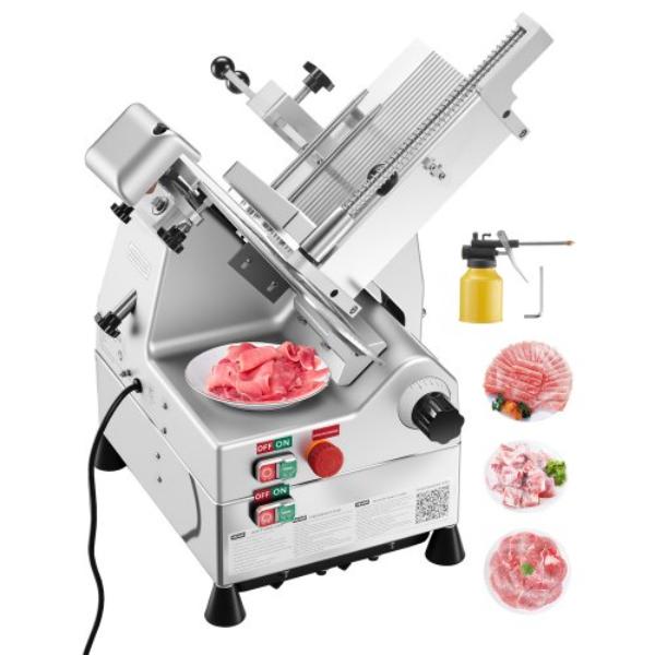 Picture of Vevor SYDRQPJ500WQLMHGU001V1 Automatic Meat Slicer - 500W - Electric Deli Slicer Machine - 10 in. Sharp 75Cr1 Steel Blade - 0.67 in. Adjustable Thickness - 633 RPM Fast Slicing