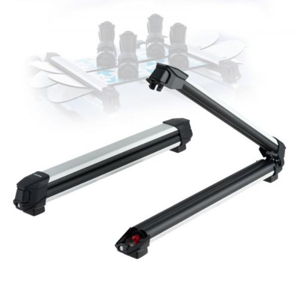Ski & Snowboard Roof Rack - Carry up to 6 Pairs of Skis or 4 Snowboards - Aluminum Universal Car Roof Rack with Lock & Rubber Padding - 2 Piece