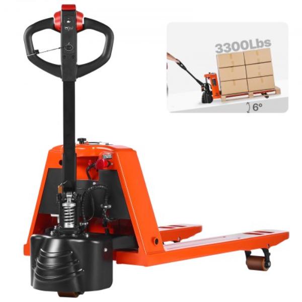 Electric Pallet Jack - 3300 lbs Load - Lithium Battery Powered - 48 x 27 in. Forks - Material Handling - Suitable for Warehouse - Supermarket