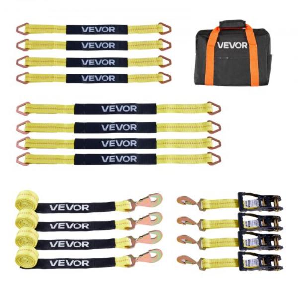 Wheel Chock Tie-Down Kit - Axle Type Trailer Tie Down Strap - Car Tie Down Kit - Break Strength 10009 lbs - Working Load 3333 lbs