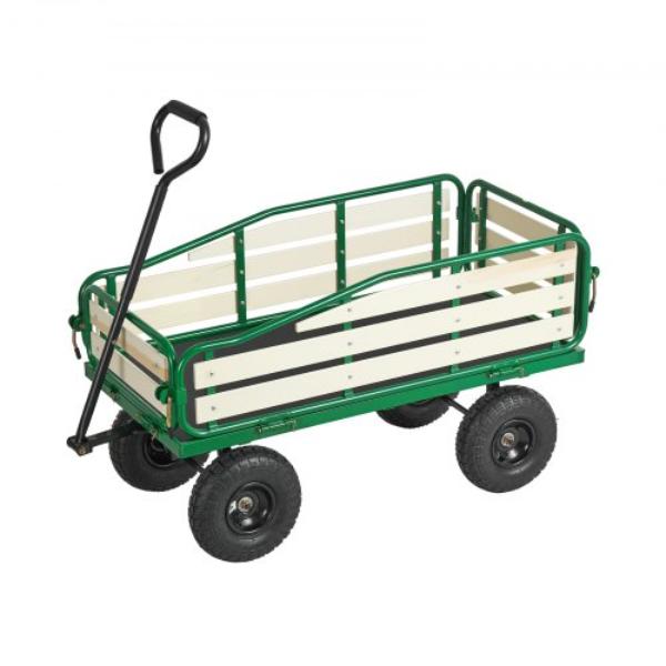 Pull-Along Wagon - 39 in. Toddler Wagon - Foldable Wooden Panel & Handle - Supports 551 lbs - 10 in. All-Terrain Tires - Utility Wagon Cart