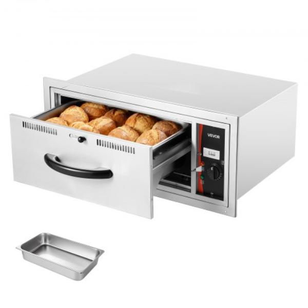 Picture of Vevor BWCTQRSBZX1GN38TE001V1 Commercial Electric Drawer Warmer - Single-Drawer Stainless Steel Food Warmer - Built-in Installation Warming Drawer Cabinet - 85 deg F-185 deg F Wide Temperature Range