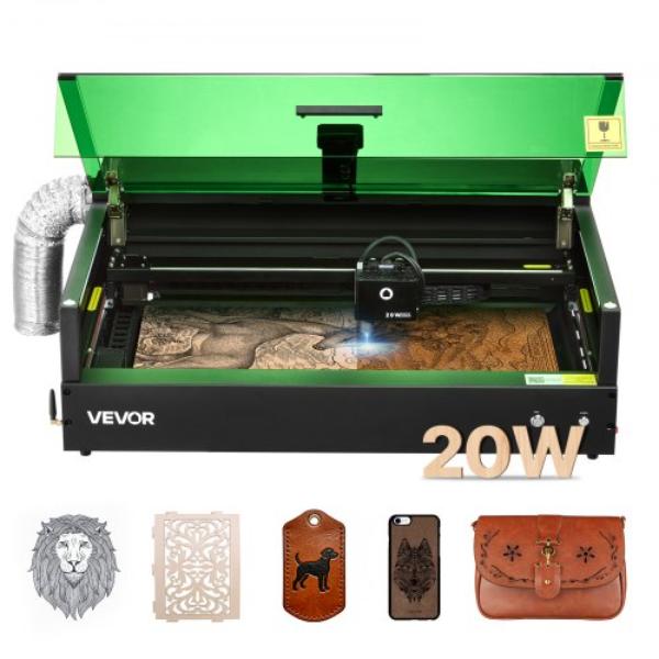 Laser Engraver 20W - Laser Engraving & Cutting Machine with Enclosure Camera - 19.7 x 12.6 in. Working Area for Wood - Leather - Glass - Paper