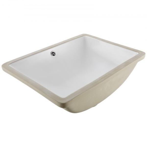 Undermount Bathroom Sink - 20.28 x 15.16 in. Rectangular White Ceramic Vessel Sink with Overflow Hole in Modern Lavatory Vanity Bath Wash Bowl Basin
