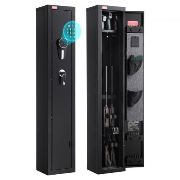 Gun Safe - Heavy Duty Cold-Rolled Steel Fireproof Rifle Cabinet with Digital Keypad & Key with Magazine & LED Lighting - Adjustable Racks