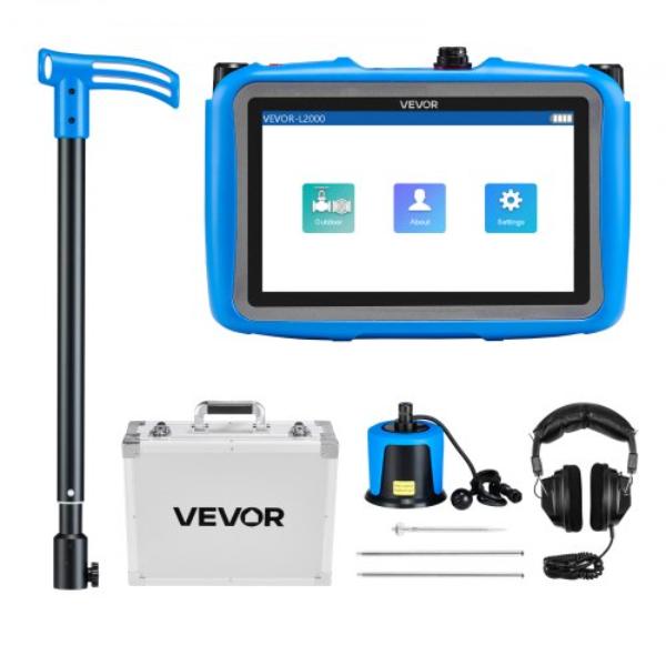 Pipe Water Leak Detector - 1-10000Hz - 7 in. Touchscreen - 16.4 ft. Underground Plumbing - Medium Sensor - 3 Listening Rods - Headphone & Case