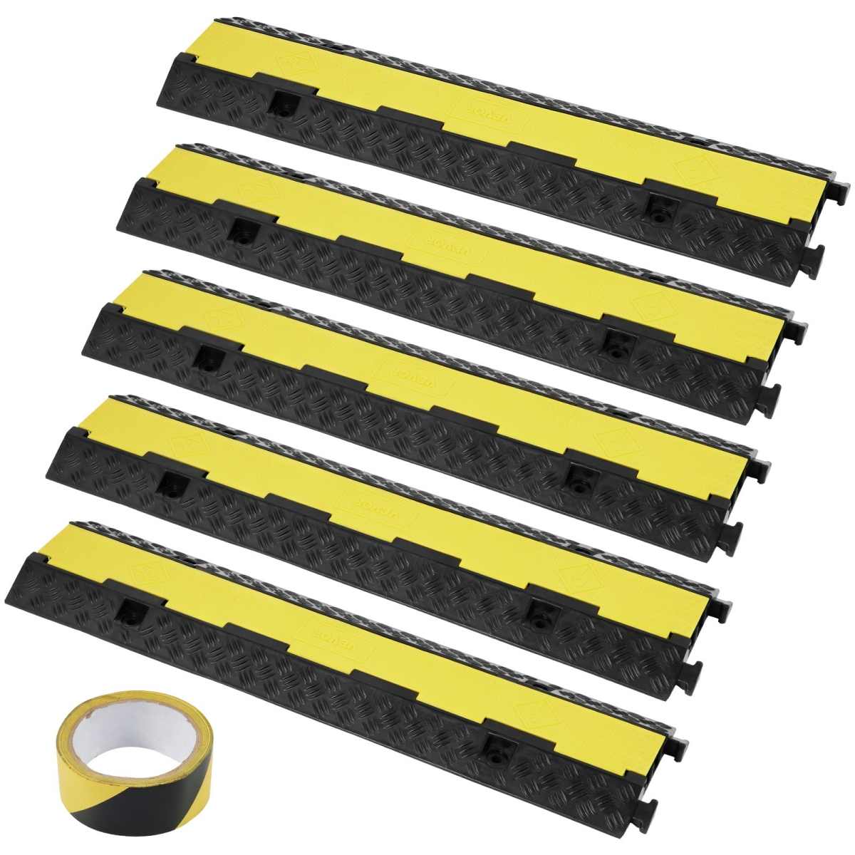 5 Piece Cable Protector Ramp 2 Channel 12000 lbs Load Wire Cable Cover Ramp