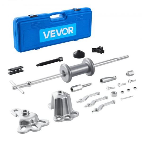 9-Way Slide Hammer Puller Set - Front Wheel Hub Bearing Remover & Rear Wheel Axle Hub Dent Shaft Puller Tool Kit with Carry Box - 15 Piece