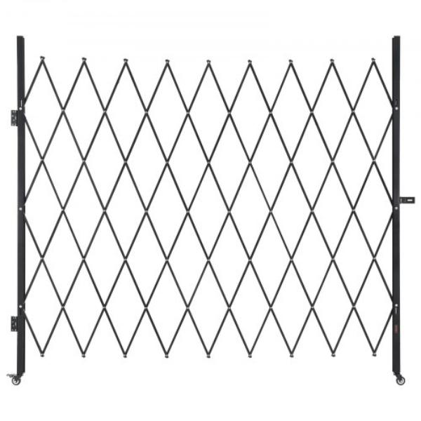 GZDZDAQM8785PSVC4001V0 Single Folding Security Gate - Lockable Scissor Gate - Outdoor Barricade Steel Retractable Gates - 86.61 x 86.81 in.