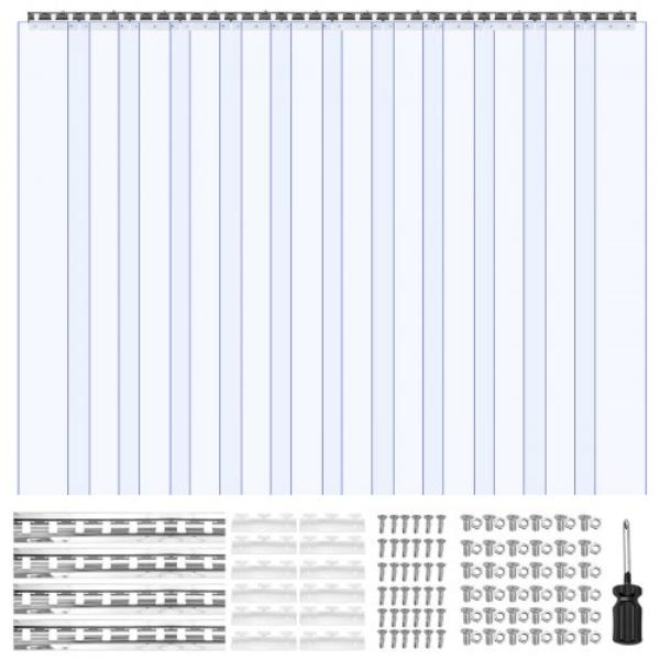 Picture of Vevor PZPVCML7284I3Y8XP001V0 Clear PVC Strip Curtain - 84 x 72 x 0.08 in. - Walk in Freezer Cooler Curtain Strips - Smooth Waterproof Plastic Door Strips - 12 Piece