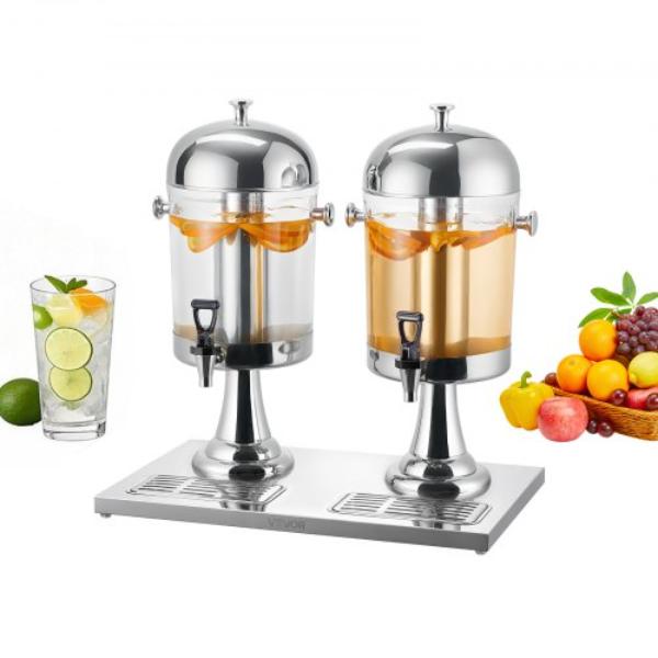 Picture of Vevor BXGYLFPQBXGS1OOVN001V0 Beverage Dispenser - 2.1 gal x 2 Drink Dispenser - Stainless Steel & Plastic - Iced Tea Lemonade Dispensers for Restaurants - Hotels