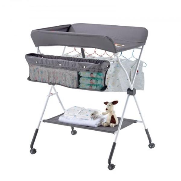 ZDNBTSHSXXSD4UOQF001V0 Baby Changing Table - Foldable Diaper Change Station - Adjustable Height - Portable Changing Table - Dark Gray