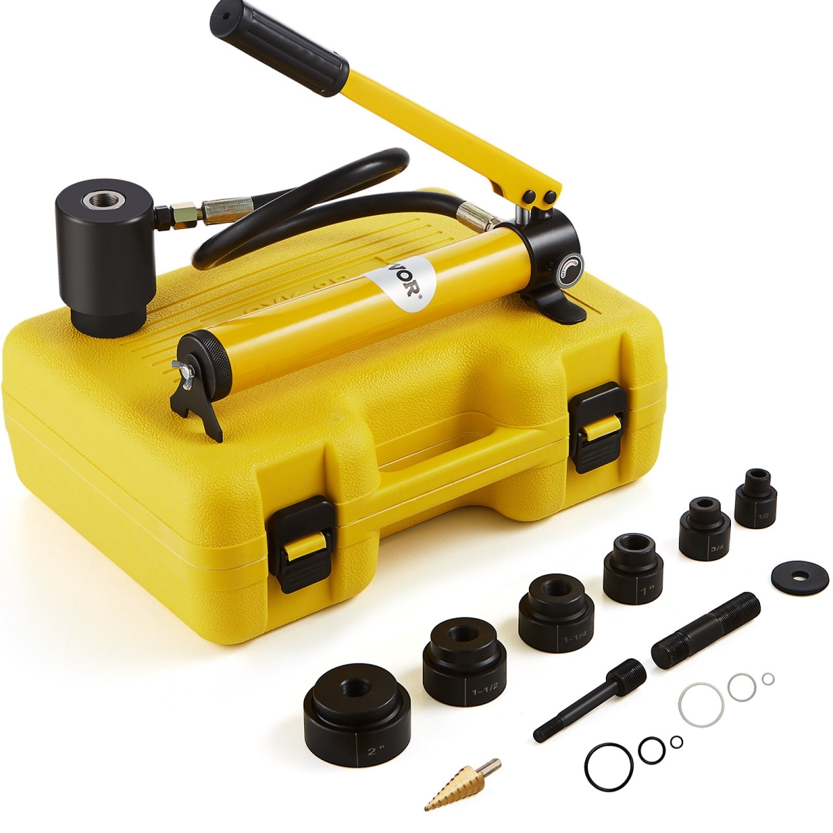 Picture of Vevor S10T240CR16MM3UYFV0 10 Ton Hydraulic Knockout Punch Driver Kit Hole Tool - 0.50-2 in. with 6 Dies