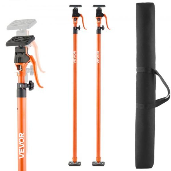 Cabinet Jack Support Pole - 49.2-114.6 in. Steel Telescopic Quick Support Rod Adjustable 3rd Hand System up to 198 lbs - Pack of 2