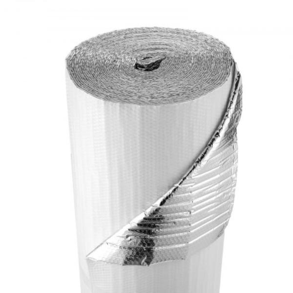 Reflective Insulation Roll - Double-Layer Air Bubble Radiant Barrier - 6 mm - 48 in. x 100 ft. - Aluminum Foil White PE Film Heat Reflective Shield