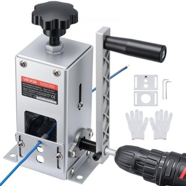 Manual Wire Stripper Machine, 0.06-1.18 in, Copper Cable Stripper Tool, Hand Crank or Drill Powered Modes, Heavy-Duty Q235 Frame Wire Stripping...