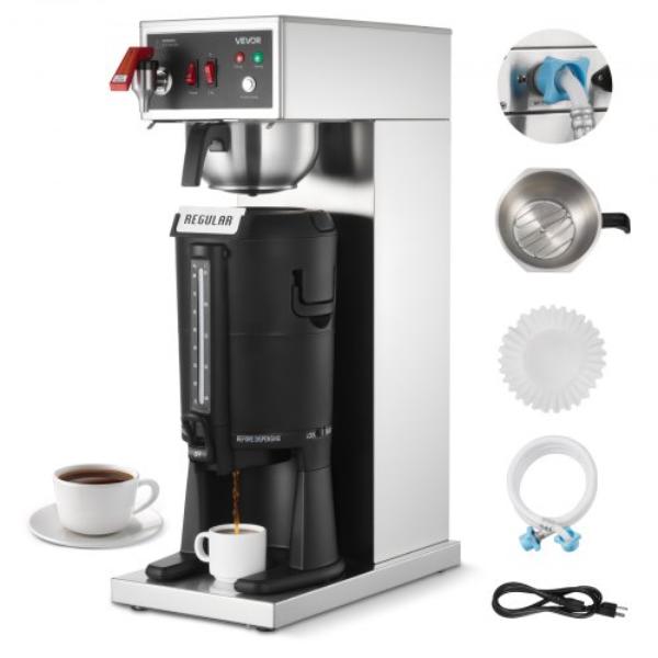 Picture of Vevor BWHSYMSKFJJXJWVTA001V1 Commercial Drip Coffee Maker - 16-17 Cups - 2.5 Liter Thermal Carafe - Stainless Steel Brewer for Restaurant - Office - Coffee Shop & Home