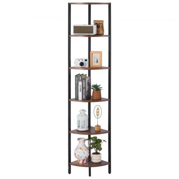 6-Tier Corner Shelf with LED Light - 68 in. Tall Corner Bookshelf with Storage Shelves for Collectibles - Display Shelf with Multi Color Lights