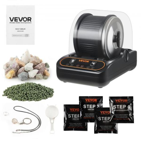 Rock Tumbler - 3 lbs Rock Polishing Machine - Rocks Tumbling Kit with 4-Speed Adjustment - 1-9 Day Timer - Direct Drive Motor - Quiet Operation