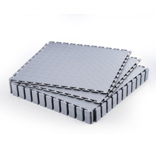 PVCLSCKDDPVC15JH8001V0 20.2 x 20.2 x 0.2 in. Interlocking Modular Garage Flooring Tiles - Light Gray - Pack of 16