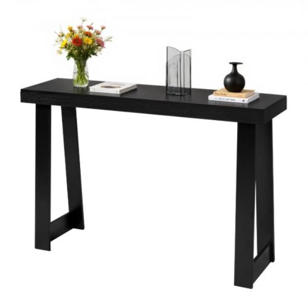 Console Table - 46 in. Black Wooden Rectangle Narrow Long Sofa Table Accent Stand for Hallway - Bedroom - Living Room - Foyer - Easy Assembly