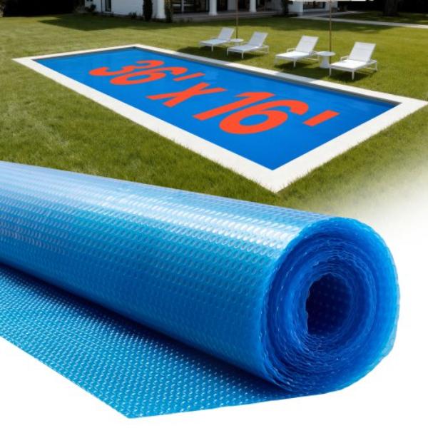 TYNJRYCM3616CNGAZ001V0 Solar Pool Cover - 36 x 16 ft. Rectangle Bubble Cover - 12 Mil Solar Blanket - Blue