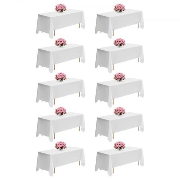 Picture of Vevor DLZB70120INC1T7Y0001V0 White Tablecloths - Rectangle Tables - 70 x 120 in. - Reusable - Machine Washable - Wrinkle-Resistant - Polyester Fabric - Wedding - Party - Banquet - Pack of 10