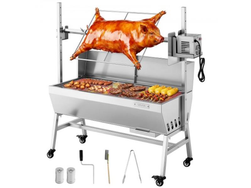 Picture of Vevor PZSHLK37INCH5XEW0001V1 38W BBQ Outdoor Pig & Lamb Charcoal Spit Rotisserie Grill Roaster with 132 lbs Load Capacity & 7-Level Height