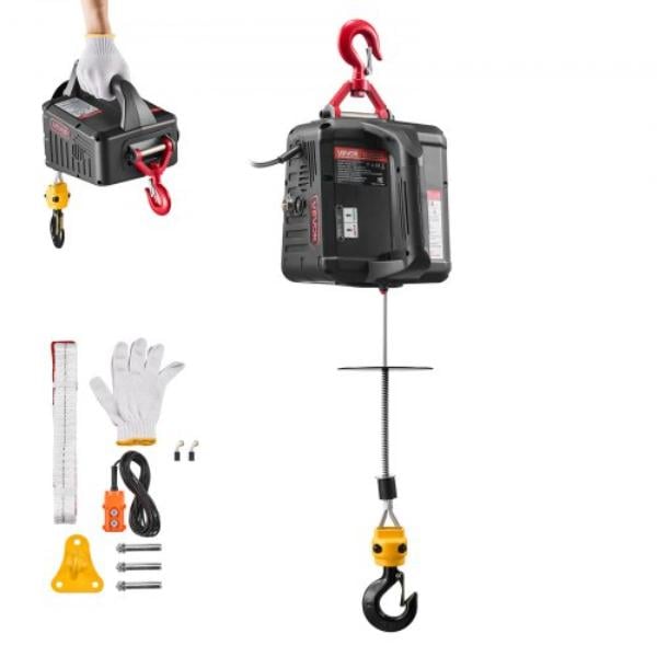 CGGGKBXSDDHL73MQ6001V1 2-in-1 Electric Hoist Winch - 1100 lbs - 1500W Portable Power Winch Crane - 25 ft. Lifting Height