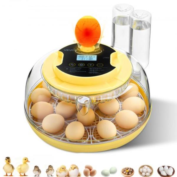 Picture of Vevor JQFHQEKZX18D8B95O001V1 18 Egg Incubator - Automatic Egg Turner - LED Candler - Temperature & Humidity Control - 360 deg View Clear Window - Poultry Eggs Incubators
