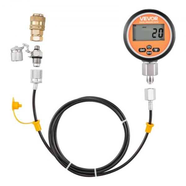Digital Hydraulic Pressure Test Coupling Kit - 10000 PSI Pressure Gauge Manometer Tester - 1 Gauge - 1 Quick-Release Coupler - 1 Hose