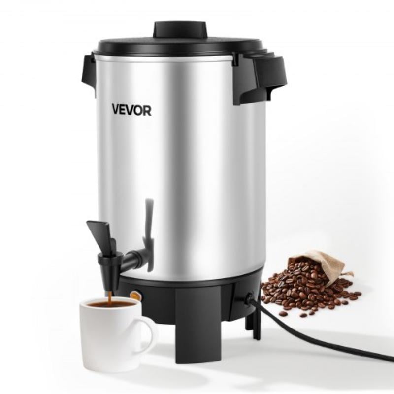 Picture of Vevor SYKFT30CUPSWUUJ56002V1 Commercial Coffee Urn - 30 Cup 152 oz Hot Beverage Dispenser with Dripless Faucet - 1090W Quick-Brewing Coffee Maker - Automatic Temperature Control for Catering
