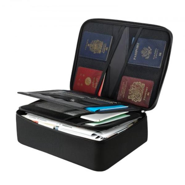 Fireproof Document Box - Heat Insulated - Waterproof - Portable Multi-Layer File Storage Organizer for Passports & Important Documents