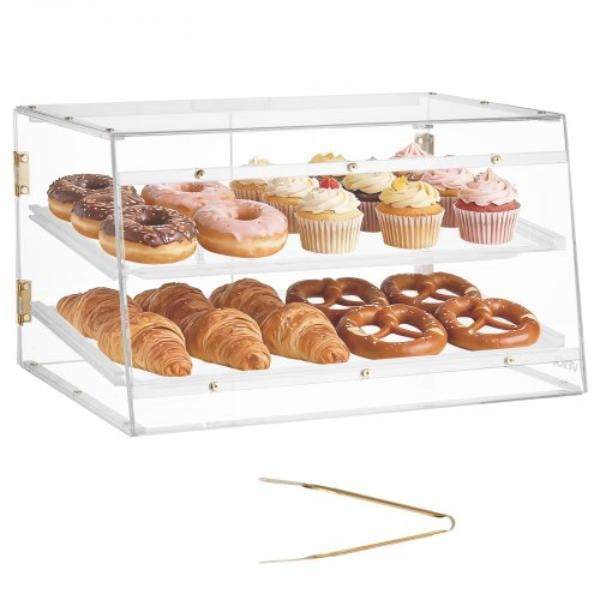 Picture of Vevor MBZSJYKLTX2CM8YGC001V0 Bakery Display Case - 2-Tier Commercial Countertop Pastry Display Case - Clear Acrylic Bread Box - Kitchen Party Cake Cabinet - Magnetic Rear Door - 20.7 x 15.7 x 12 in.