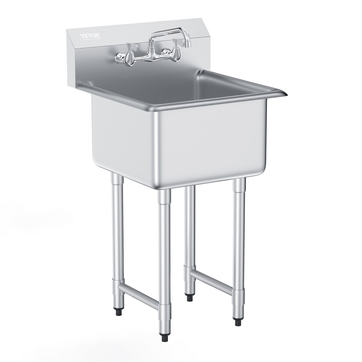Picture of Vevor SYLSSCDCY1818SZNQV0 Stainless Steel Prep & Utility Sink - 1 Compartment Free Standing Small Sink Include Faucet & Legs - 21 x 41 in.